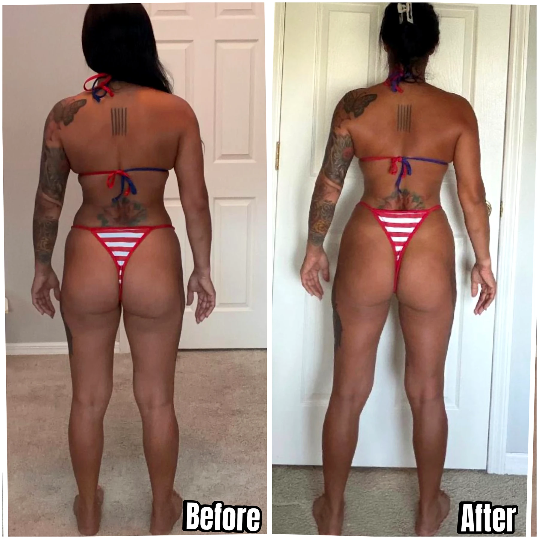 Back view client transformation shown before and after